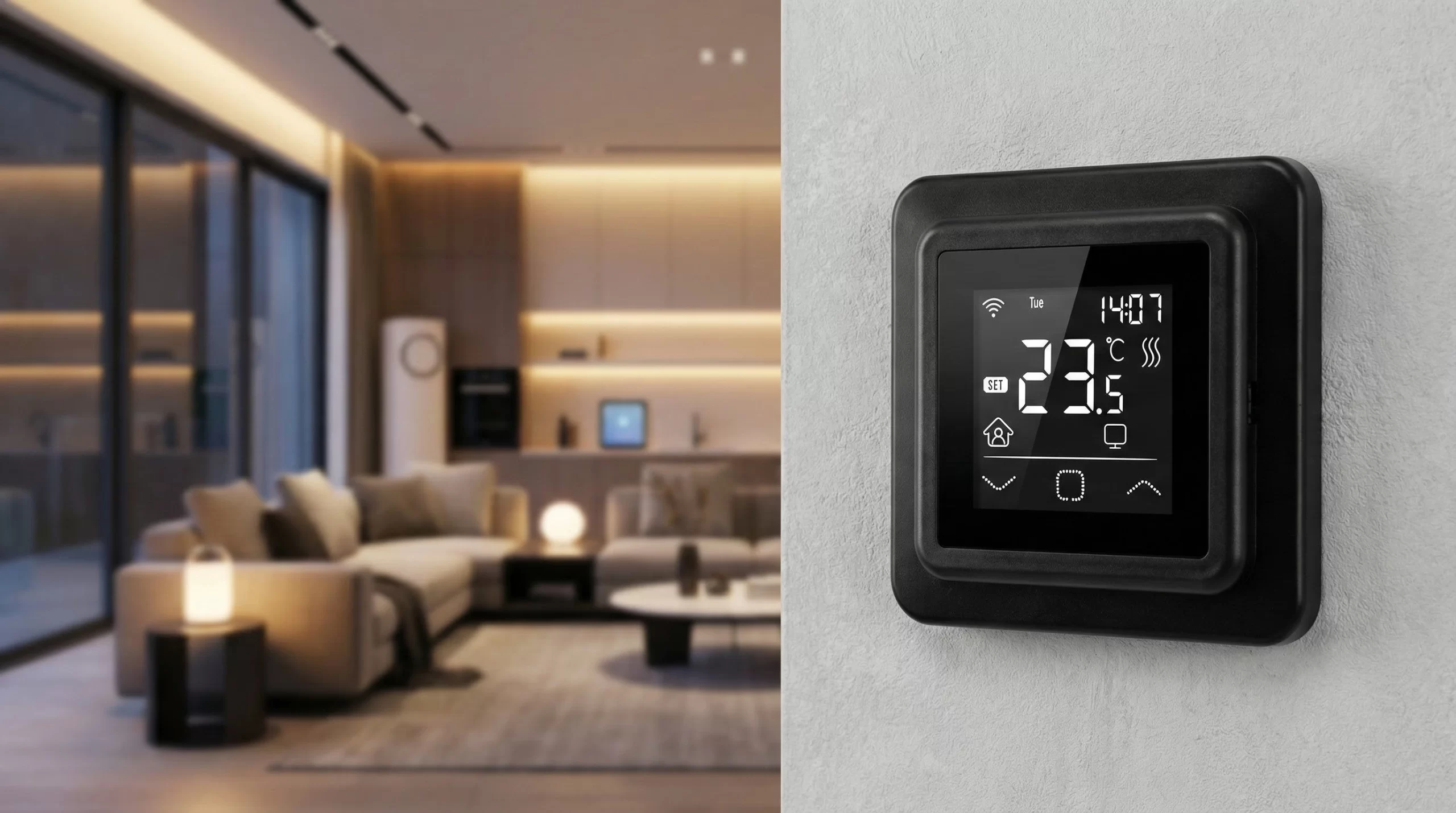 Nowoczesny termostat dbający o wysoką efektywność ogrzewania podłogowego.